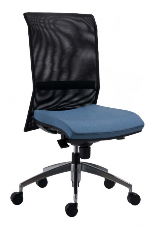 Kancelářská židle 1580 SYN GALA NET ALU  - Koženka modrá