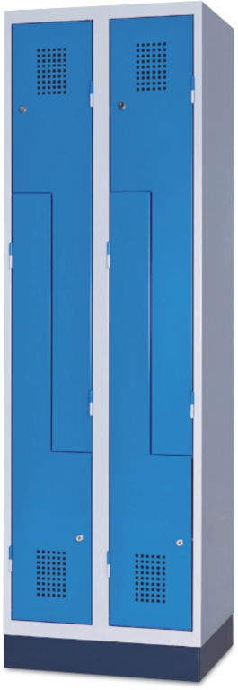 Plechová skříň dvojitá, Z-tvar  - Modrá